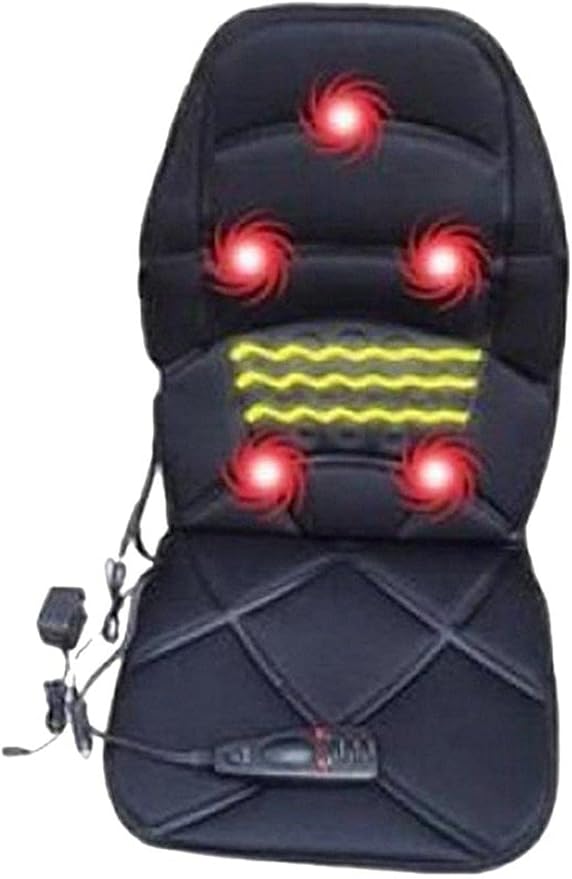 Deluxe Seat Massage Topper with Heat | Full Body Chair Massager Cushion | 5 Massage Motors | Car & Office Relaxation Pad